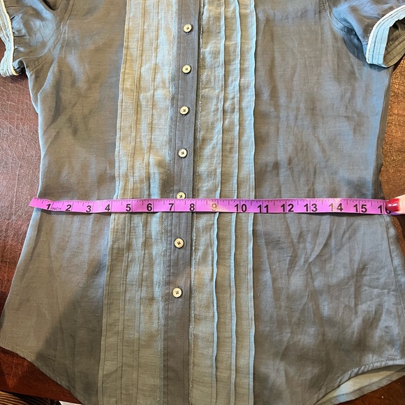 Zadig and Voltaire - Blue Pintucked Short Sleeve top - size M - Picture 7 of 11